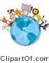 Big Cat Clipart of Cute Critters on a Peace Earth by Maria Bell