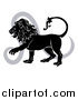 Big Cat Vector Clipart of a Black and White Leo Lion and Symbol by AtStockIllustration