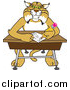 Big Cat Vector Clipart of a Bobcat Character Sitting at a Desk by Toons4Biz