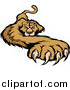 Big Cat Vector Clipart of a Cougar with a Paw Stretched Outwards by Chromaco