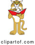 Big Cat Vector Clipart of a Friendly Bobcat Character Reading by Mascot Junction