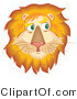 Big Cat Vector Clipart of a Handsome Fluffy Lion Face with a Golden Mane by Prawny