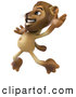 Big Cat Vector Clipart of a Happy Lion Character Jumping While Smiling by Julos