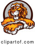 Big Cat Vector Clipart of a Happy Tiger with Crossed Paws by Chromaco