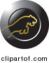 Big Cat Vector Clipart of a Leaping Gold Big Cat over a Black Round Icon by Lal Perera