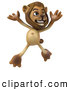 Big Cat Vector Clipart of a Lion Character Jumping While Smiling by Julos