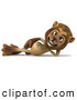 Big Cat Vector Clipart of a Lion Character Reclined on His Side While Smiling by Julos