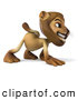 Big Cat Vector Clipart of a Lion Character Walking on All Fours to the Right by