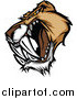 Big Cat Vector Clipart of a Mad Saber Tooth Tiger Head Growling by Chromaco