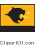 Big Cat Vector Clipart of a Mountain Lion Roaring Flag by Eugene