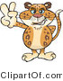 Big Cat Vector Clipart of a Peaceful Spotted Leopard Smiling and Gesturing the Peace Sign by Dennis Holmes Designs