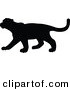 Big Cat Vector Clipart of a Profiled Black Puma Silhouette Walking Left by JR
