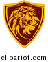 Big Cat Vector Clipart of a Profiled Male Lion Shield Badge by Chromaco