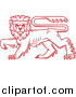 Big Cat Vector Clipart of a Red Heraldic Lion by Vector Tradition SM