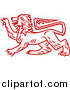 Big Cat Vector Clipart of a Red Heraldic Lion in Profile by Vector Tradition SM