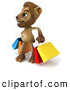 Big Cat Vector Clipart of a Smiling Lion Character Carrying Shopping Bags by Julos