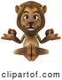 Big Cat Vector Clipart of a Smiling Lion Character Meditating by