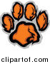 Big Cat Vector Clipart of a Tiger Paw Print in Orange and Gray by Chromaco