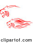 Big Cat Vector Clipart of Red Lions Charging by Vector Tradition SM