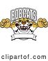 Vector Clipart of a Cartoon Bobcat Character School Logo with a Banner by Mascot Junction