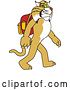 Vector Clipart of a Cartoon Bobcat Mascot Walking to School by Mascot Junction
