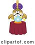 Vector Clipart of a Cartoon Bobcat School Mascot Gypsy Looking into a Crystal Ball, Symbolizing Being Proactive by Toons4Biz