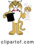 Vector Clipart of a Cartoon Bobcat School Mascot Holding a Rabbit and a Magic Hat, Symbolizing Being Resourceful by Mascot Junction