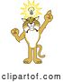 Vector Clipart of a Cartoon Bobcat School Mascot with an Idea, Symbolizing Being Resourceful by Toons4Biz
