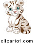 Vector Clipart of a Cute Cute Blue Eyed White Tiger Cub Sitting by Pushkin