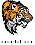 Vector Clipart of a Growling Tiger Prepared to Strike - Head Profile Version by Chromaco