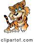 Vector Clipart of a Happy Cartoon Blue Eyed Tiger Walking by Dero