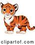 Vector Clipart of a Tiger Cub Standing by Pushkin