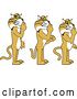 Vector Clipart of Cartoon Bobcat School Mascots Gesturing Silence, Symbolizing Respect by Mascot Junction
