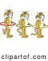 Vector Clipart of Cartoon Bobcat School Mascots Holding Hoops and Standing in Line, Symbolizing Respect of Personal Space by Mascot Junction